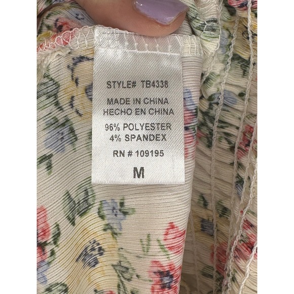 Love J Floral Print Blouse Top‎ Women's Size Medium Sheer Lightweight - Picture 4 of 5